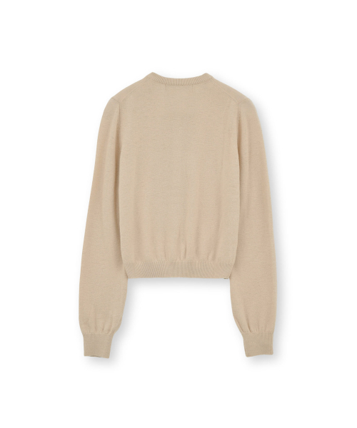 W Round Cardigan, Beige
