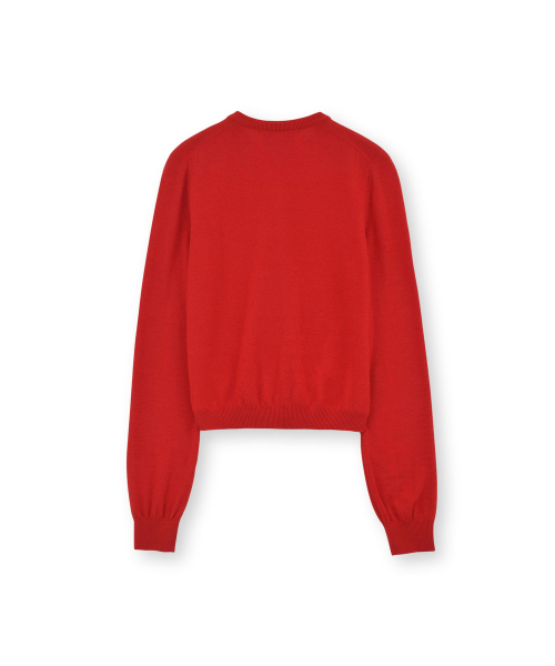 W Round Cardigan, Red