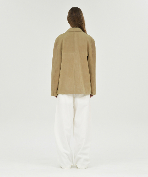 W Suede Half Coat, Beige