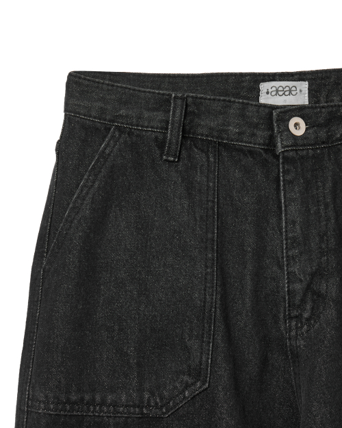 LAYERED DENIM PANTS [BLACK]