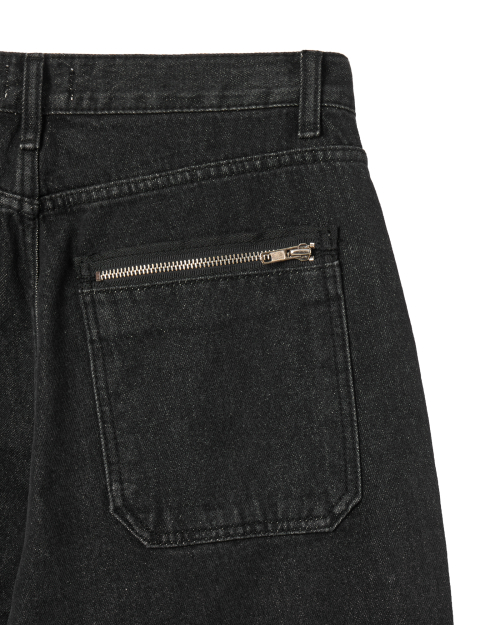 LAYERED DENIM PANTS [BLACK]