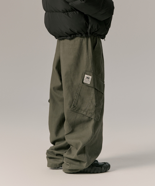 Cotton Wide Cargo Pants_Khaki_