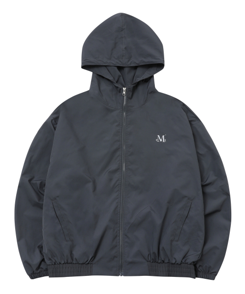 Back round windbreaker (Black, Charcoal)