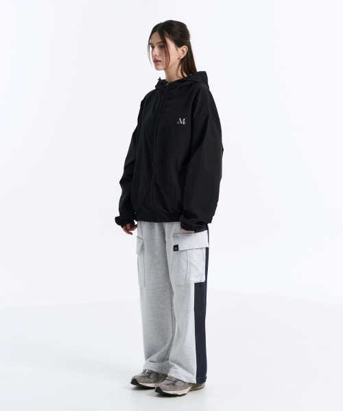Back round windbreaker (Black, Charcoal)