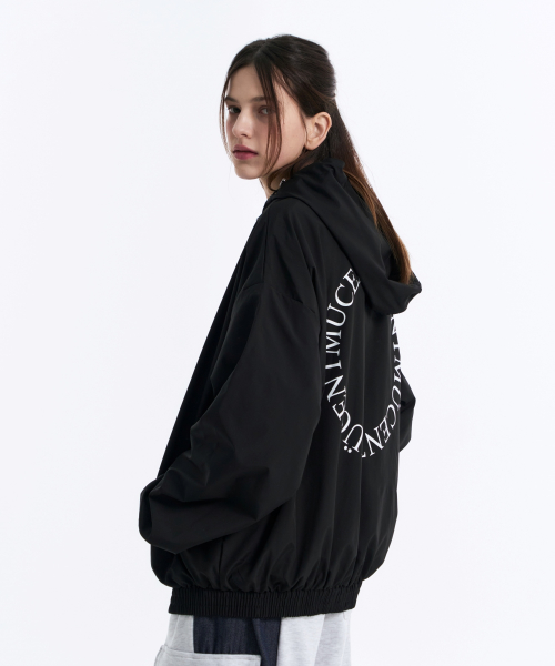 Back round windbreaker (Black, Charcoal)