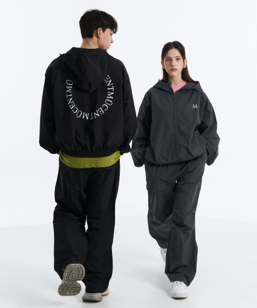 Back round windbreaker (Black, Charcoal)