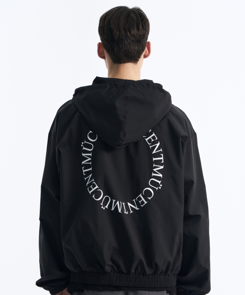 Back round windbreaker (Black, Charcoal)