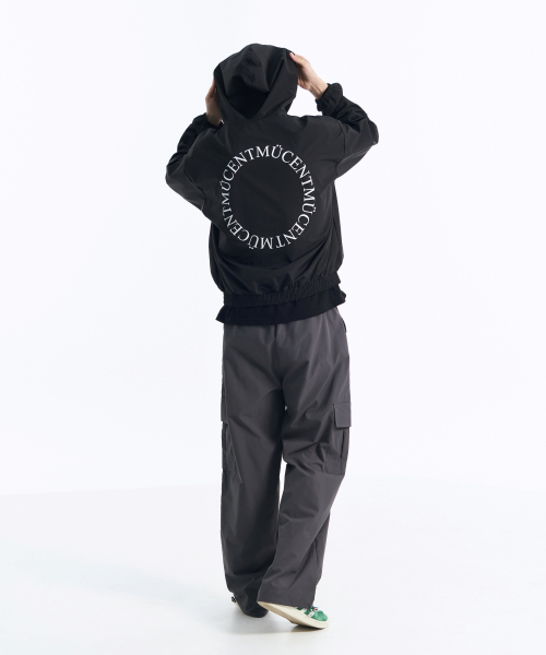 Back round windbreaker (Black, Charcoal)