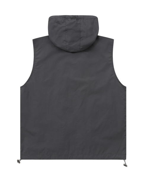 Tech nylon hood vest (Black, Charcoal)