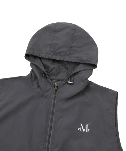 Tech nylon hood vest (Black, Charcoal)