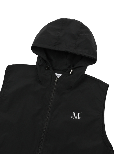 Tech nylon hood vest (Black, Charcoal)