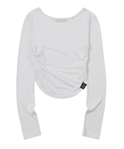 Signature logo u neck shirring T (3color)