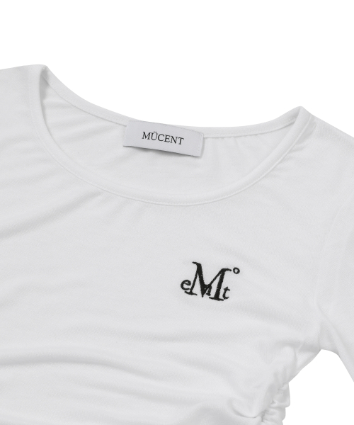 Signature logo u neck shirring T (3color)
