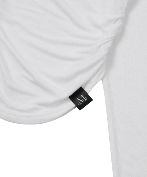 Signature logo u neck shirring T (3color)