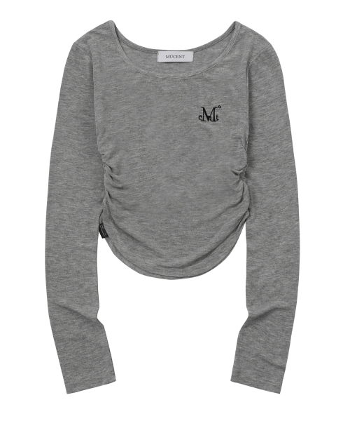 Signature logo u neck shirring T (3color)
