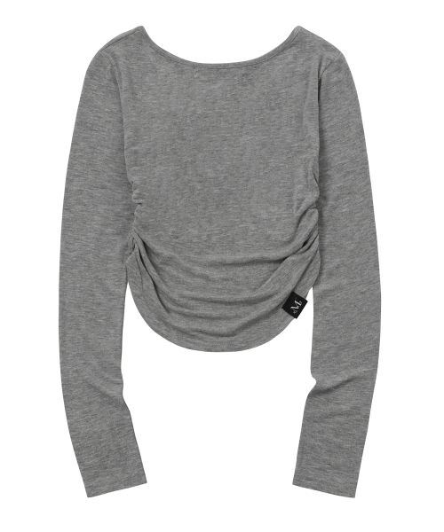 Signature logo u neck shirring T (3color)