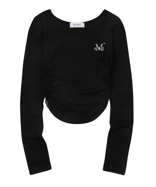 Signature logo u neck shirring T (3color)