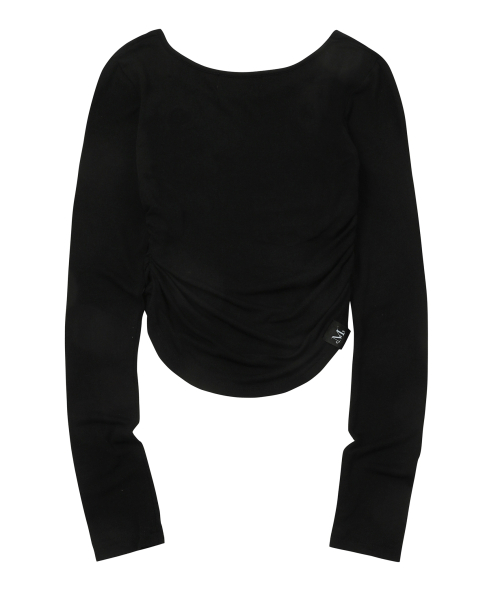 Signature logo u neck shirring T (3color)