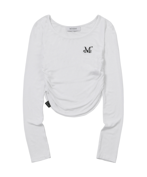 Signature logo u neck shirring T (3color)