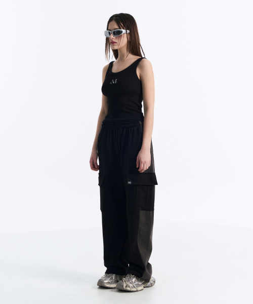 Mix wide string cargo pants (Gray, Black)