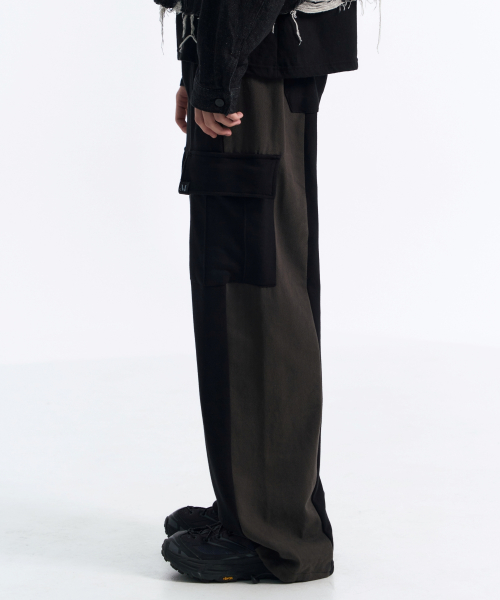 Mix wide string cargo pants (Gray, Black)