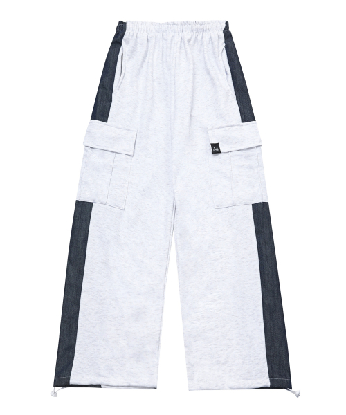 Mix wide string cargo pants (Gray, Black)