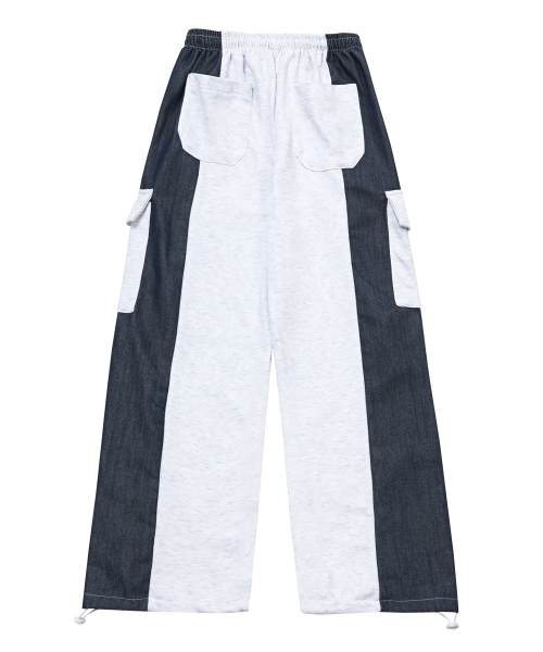 Mix wide string cargo pants (Gray, Black)