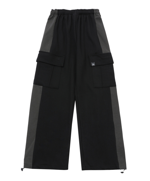 Mix wide string cargo pants (Gray, Black)