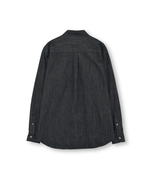 W Button Down Denim Shirt, Black