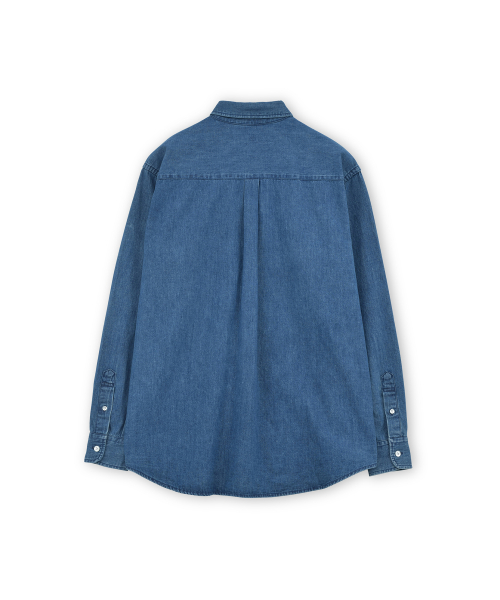 W Button Down Denim Shirt, Blue