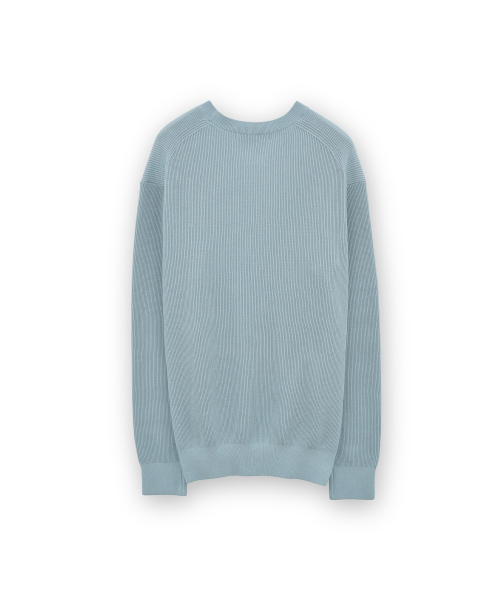High Density Crewneck Knit, Blue Grey