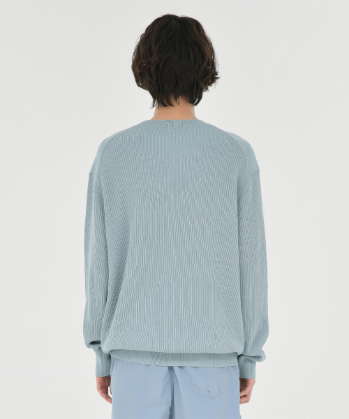High Density Crewneck Knit, Blue Grey