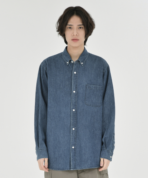 Button Down Denim Shirt, Blue