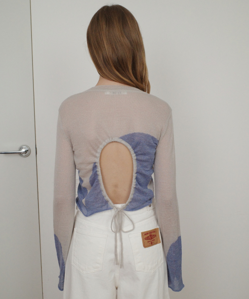 TWO TONE DRAWSTRING CROP TOP - GREY