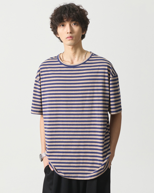 (ASI) LAYERING STRIPE HALF T-SHIRT_4 COLOR