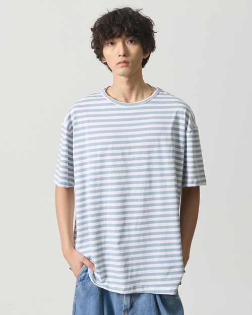 (ASI) LAYERING STRIPE HALF T-SHIRT_4 COLOR
