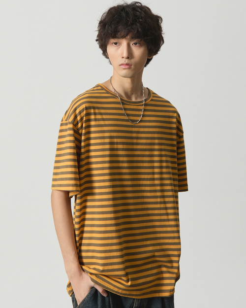 (ASI) LAYERING STRIPE HALF T-SHIRT_4 COLOR