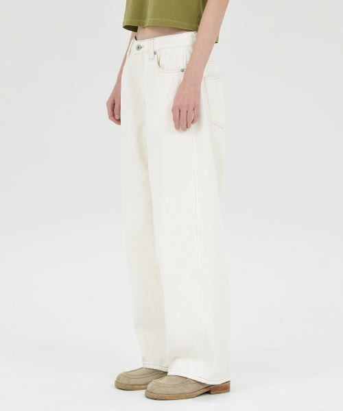 W Curved Denim, Ecru