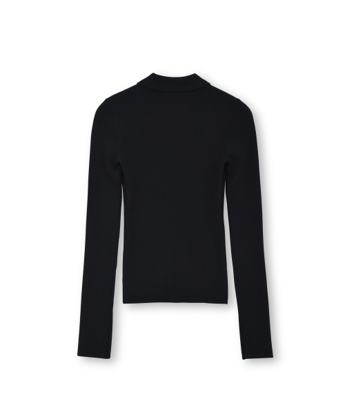 W Collar Cardigan, Black
