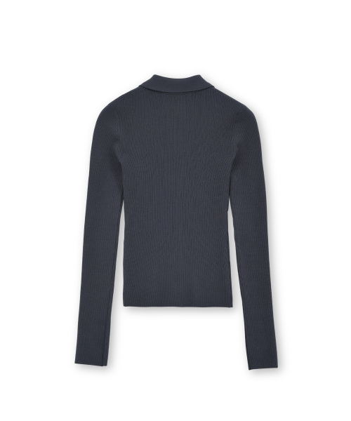 W Collar Cardigan, Charcoal