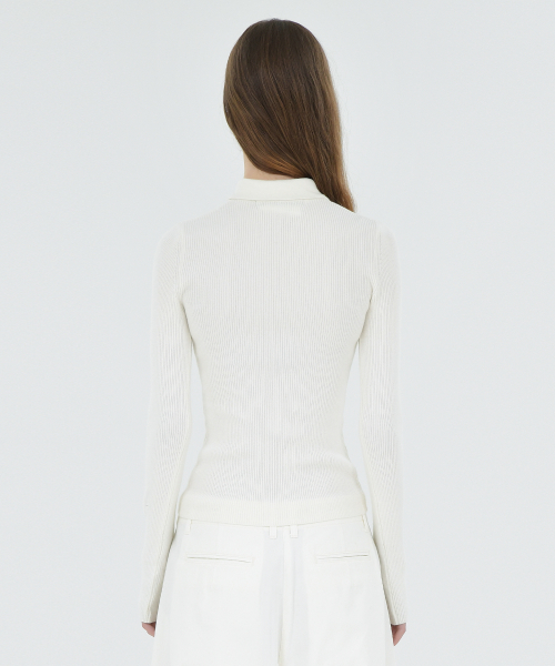 W Collar Cardigan, Ivory
