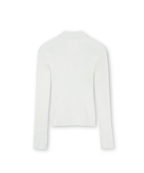 W Collar Cardigan, Ivory