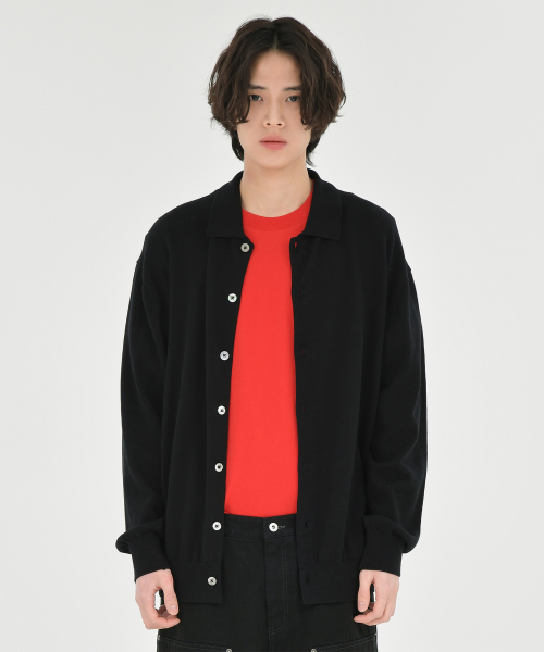 Collar Cardigan, Black