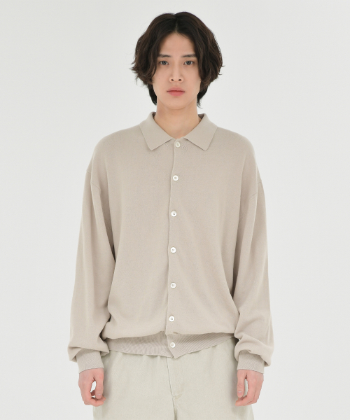 Collar Cardigan, Beige