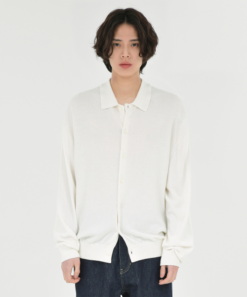 Collar Cardigan, Ivory