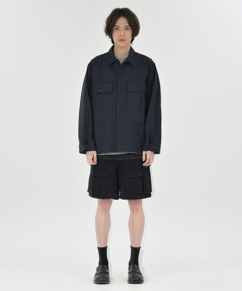 Military Shirt Jacket, Black