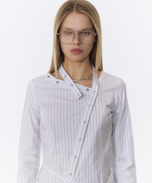 Diagonal Neck Strap Shirts (WHITE)