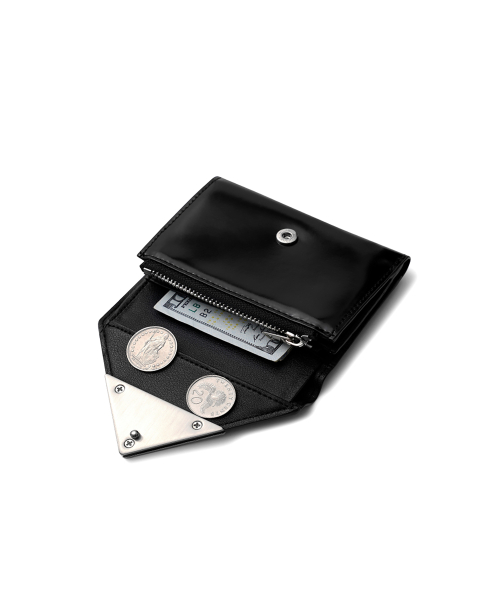 LACQUER TRIANGLE WALLET - MATT BLACK