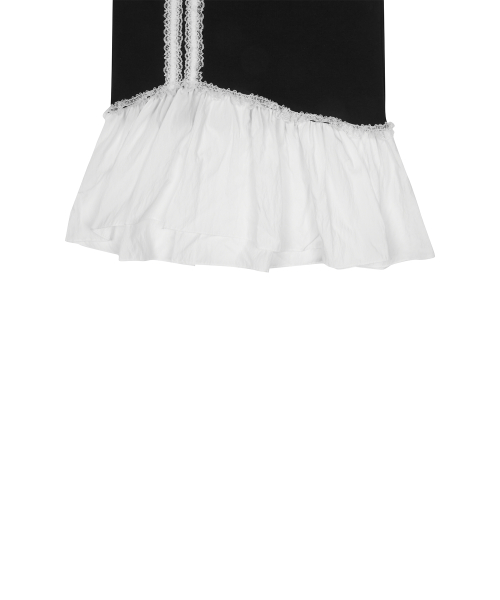 CURVED L LACE MIDI SKIRT(BLACK)