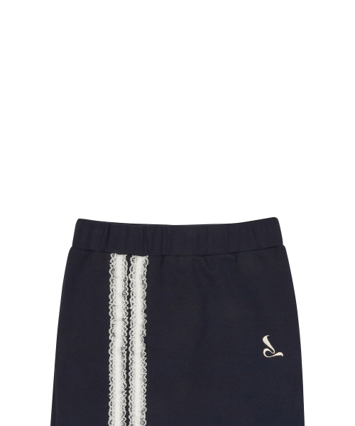 CURVED L LACE MIDI SKIRT(NAVY)
